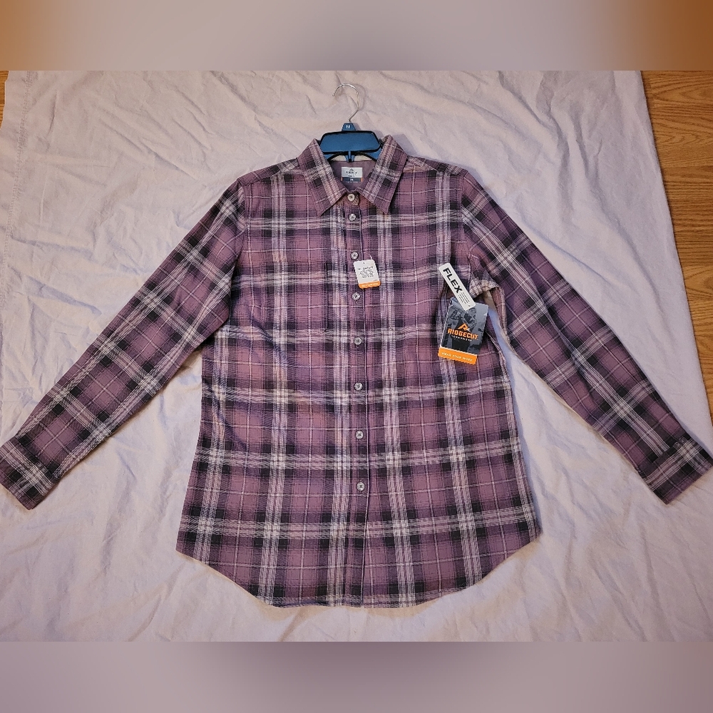 NWT Women's Classic Purple Plaid Button Down Shirt